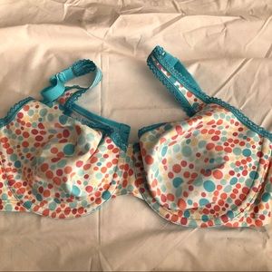 Cacique 40C Polka Dot Turquoise Bra